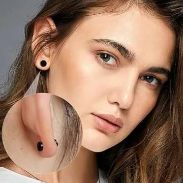 Jstyle 4 Pairs Hypoallergenic Black Stainless Steel Earrings For Sensitive Ears Simple Stud and Hoop Earrings Huggie Earring Set 18G