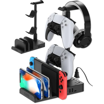 KAFRI Gaming Headset Holder with USB Charging Port
