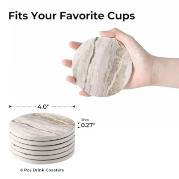 LIFVER Set of 6 Marble Style Absorbent Coasters