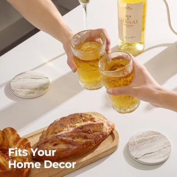 LIFVER Set of 6 Marble Style Absorbent Coasters