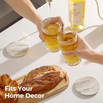 LIFVER Set of 6 Marble Style Absorbent Coasters