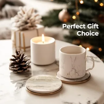 LIFVER Set of 6 Marble Style Absorbent Coasters