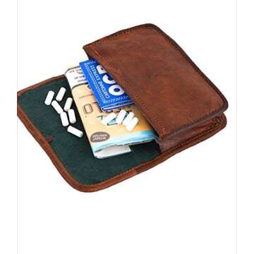 The Vintage Stuff Genuine Leather Tobacco Smoking Pipe Bags Stash Case Medicine Lock Bag Make-Up Wrap Case Stationery Battery Headphone Holder Travel Storage Container Vintage Brown Unisex Pouch