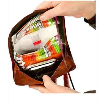 The Vintage Stuff Genuine Leather Tobacco Smoking Pipe Bags Stash Case Medicine Lock Bag Make-Up Wrap Case Stationery Battery Headphone Holder Travel Storage Container Vintage Brown Unisex Pouch