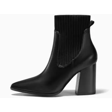 Coutgo Women's Stylish Pointed Toe Ankle Boots