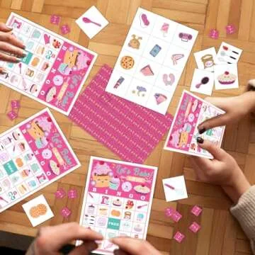 Cupcake Party Bingo Game, 24 Player Sweet Bingo Cards Set for Family Friend Activity, Baking Party Favor Decoration Holiday Supplies -a12