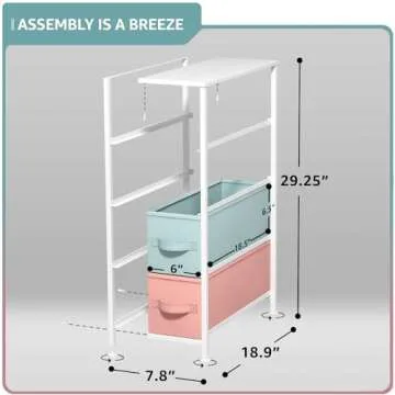 Sorbus Kids Narrow Dresser with 4 Drawers - Vertical Slim Storage Chest of Drawers with Steel Frame, Wood Top & Easy Pull Fabric Bins for Small Spaces, Closets, Bedroom, Bathroom & Laundry