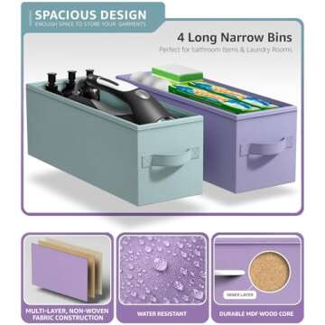 Sorbus Kids Narrow Dresser with 4 Drawers - Vertical Slim Storage Chest of Drawers with Steel Frame, Wood Top & Easy Pull Fabric Bins for Small Spaces, Closets, Bedroom, Bathroom & Laundry