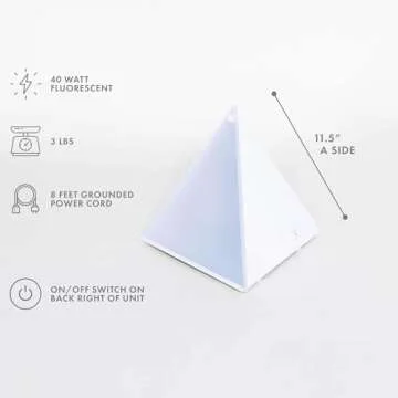 Northern Light Technologies Luxor Mini - 10000 Lux Light Therapy Lamp - Full Spectrum Pyramid LED Lightbox Therapy Light for Natural Mood and Energy Enhancement, Sunlight Desk Lamp, White