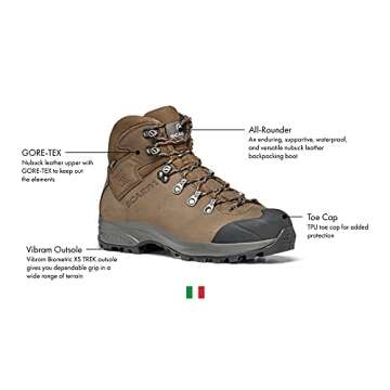 SCARPA Women's Kailash Plus GTX Waterproof Gore-Tex Leather Boots for Backpacking and Hiking - Dark ...