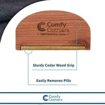 Comfy Clothiers Cedar Wood Sweater Pilling Remover - Multi-Fabric Cashmere Comb - De-Pilling and Lint Removal for Cashmere, Wool, and Other Fabrics - Restore Fine Garments, Sweaters, and Coats