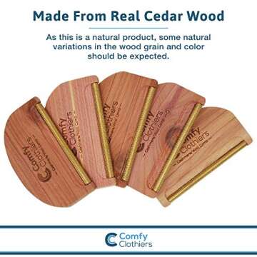 Comfy Clothiers Cedar Wood Sweater Pilling Remover - Multi-Fabric Cashmere Comb - De-Pilling and Lint Removal for Cashmere, Wool, and Other Fabrics - Restore Fine Garments, Sweaters, and Coats