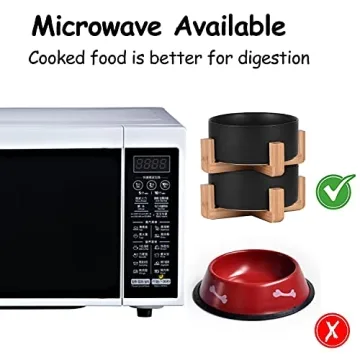 Petygooing Black Ceramic Dog Bowl Set with Stand