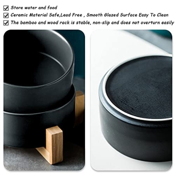 Petygooing Black Ceramic Dog Bowl Set with Stand