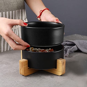 Petygooing Black Ceramic Dog Bowl Set with Stand