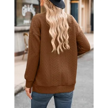 Dokotoo Women's Crewneck Knitted Sweatshirt