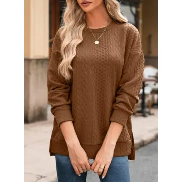 Dokotoo Women's Crewneck Knitted Sweatshirt