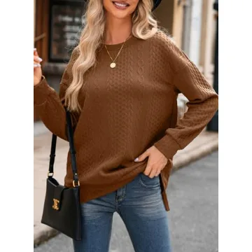 Dokotoo Women's Crewneck Knitted Sweatshirt