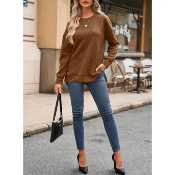 Dokotoo Women's Crewneck Knitted Sweatshirt