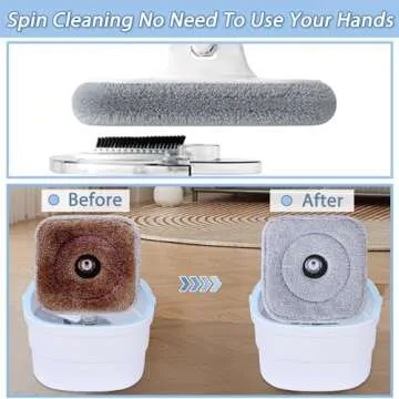 Spin Mop and Bucket with Wringer Set for Home Cleaning Spinning Mops with Separate Dirty and Clean Water Wet and Dry Mop for Floors (Square Spin Mop, 3 Washable Microfiber Mop Pads)