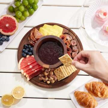 VIVIRBIEN Wood Glass Cake Stand with Dome, 2-in-1 Magnetic Cake Stand with Lid-Multifunctional Cake Plate with Cover for Birthday/Kitchen/Party/Charcuterie Board 11IN