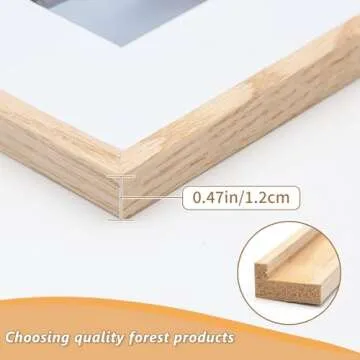 11x14 Picture Frame, Solid Oak Wood Frame 8x10 with Mat or 5x7 with 2 Mat or 11x14 without Mat with Perspex Glass, 11 x 14 Frame for Wall Display Art Photo, Poster, Birthday Christmas Gift, Set of 4