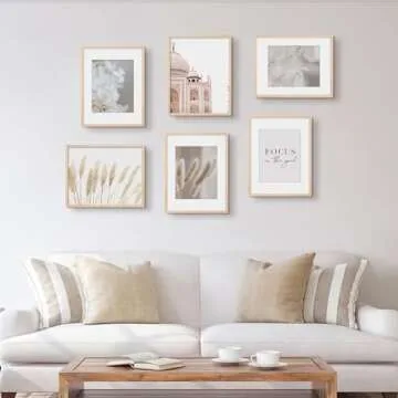 11x14 Picture Frame, Solid Oak Wood Frame 8x10 with Mat or 5x7 with 2 Mat or 11x14 without Mat with Perspex Glass, 11 x 14 Frame for Wall Display Art Photo, Poster, Birthday Christmas Gift, Set of 4