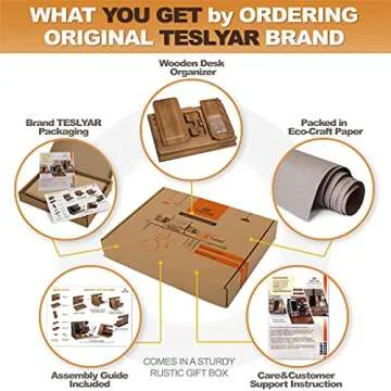 TESLYAR Wood Phone Docking Station for Men - Desk or Nightstand Organizer - Birthday Gifts for Husband or Dad - Anniversary Idea from Wife - Key Holder, Stand Wallet, Watch & Essentials (Earth Beige)