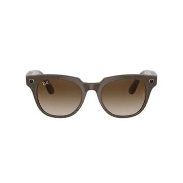 Ray-Ban Stories | Meteor Square Smart Glasses, Shiny Brown/Brown Gradient, 51 mm