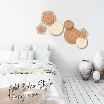 Wall Basket Decor - Hanging Woven Wall Basket Set Of 8 / 4”>13” - Rattan Wall Decor. Easy To Hang Woven Wall Decor. Wicker Wall Decor Boho