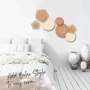 Wall Basket Decor - Hanging Woven Wall Basket Set Of 8 / 4”>13” - Rattan Wall Decor. Easy To Hang Woven Wall Decor. Wicker Wall Decor Boho