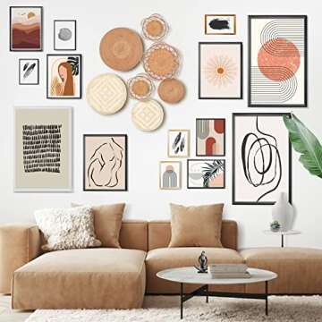 Wall Basket Decor - Hanging Woven Wall Basket Set Of 8 / 4”>13” - Rattan Wall Decor. Easy To Hang Woven Wall Decor. Wicker Wall Decor Boho