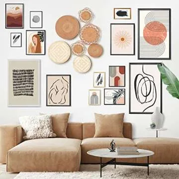 Wall Basket Decor - Hanging Woven Wall Basket Set Of 8 / 4”>13” - Rattan Wall Decor. Easy To Hang Woven Wall Decor. Wicker Wall Decor Boho