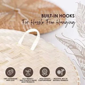 Wall Basket Decor - Hanging Woven Wall Basket Set Of 8 / 4”>13” - Rattan Wall Decor. Easy To Hang Woven Wall Decor. Wicker Wall Decor Boho