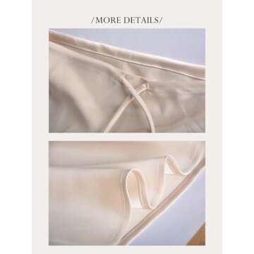 Skrtimory Womens Satin Silk Maxi Skirts Drawstring Flared Casual A-Line Long Skirt for Women Cream