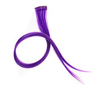 SWACC 12 Pcs Straight Clip-On Hair Extensions - Purple