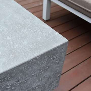 Elementi Manhattan Outdoor Gas Firepit Table 36 Inches Natural Gas Fire Pit Patio Heater Concrete High Floor Clearance Firepits Outside Electronic Ignition Backyard Fireplace Cover Lava Rock Included