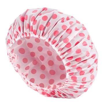 Keeygo 6 PCS Shower Caps, Large Reusable Elastic 100% Waterproof Bathing Hair Cap for Women Beauty, ...