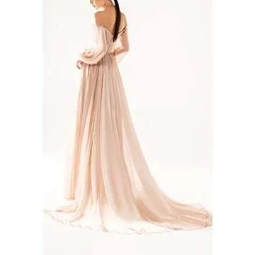 Off Shoulder Prom Dresses Long Sleeve Simple Wedding Ball Gown for Bride Pleated A Line Formal Evening Gown White Size 8