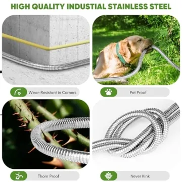 Unywarse 50ft Stainless Steel Garden Hose with Nozzle