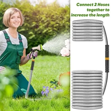 Unywarse 50ft Stainless Steel Garden Hose with Nozzle