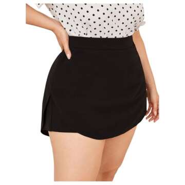 WDIRARA Plus Size High Waist Button Skort - Stylish Comfort