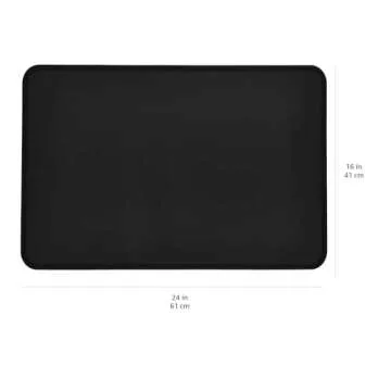 Amazon Basics Waterproof Anti-Slip Silicone Pet Food and Water Bowl Mat, 24 x 16 Inches, Black, Solid