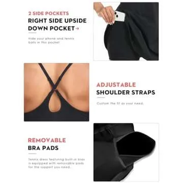 Women's Tennis Dress with Built-in Bra & Shorts Ideal for Sports