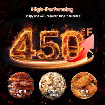 Tastee Ceramic Air Fryer, 8-in-1 Compact 5.5QT AirFryers, 450°F Digital Airfryer Dehydrator with Smart Probe, 24 Presets One-touch Cooking, In-app Recipes with Window, Dishwasher-safe & Non-stick