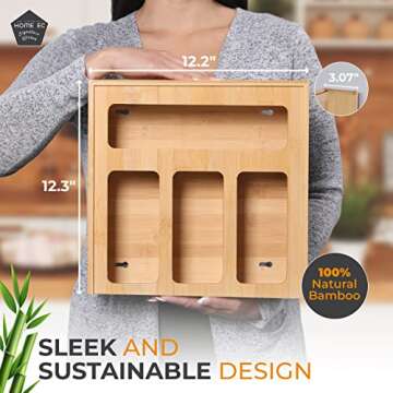 HOME EC Bamboo Ziplock Bag Organizer - Perfect for Kitchen Storage