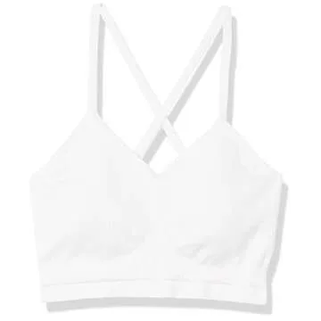 Amazon Essentials Women's Light-Support Strappy Seamless Sports Bra, Pack of 2, Black/White, Medium