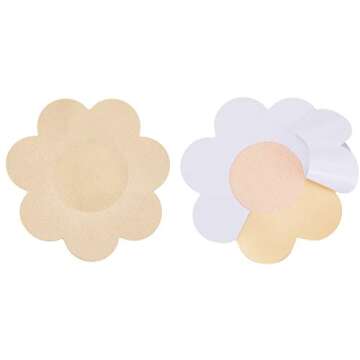 Geyoga 30 Pieces Nipple Cover Pasties - Self-Adhesive Satin Breast Stickers