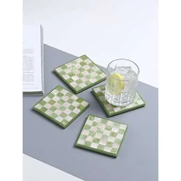 YoTreasure Tiramisu Resin Coaster for Coffee Table - Set of 4