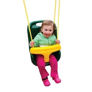 Gorilla Playsets 04-0032-G High Back Plastic Infant Swing with Yellow T Bar & Rope, Green